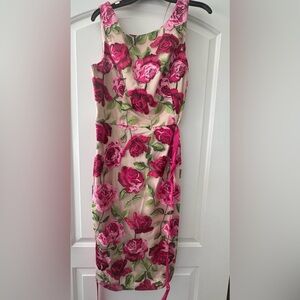 Eliza J Pink Floral Midi Dress